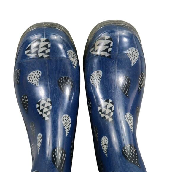 Toms Shoes Womens 7 Rain Boots Rubber Print Pull On Cabrilla Round Toe Blue Tall - Picture 10 of 15